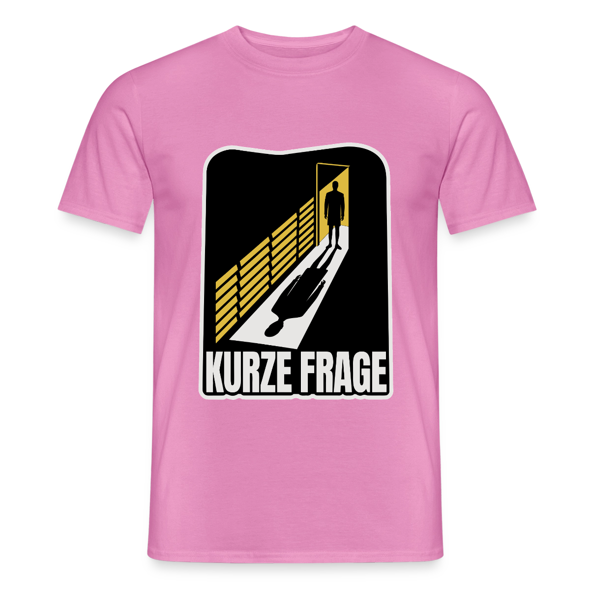"Kurze Frage. Film-noir-Motiv" Motiv-T-Shirt für Männer, Farbe Pink