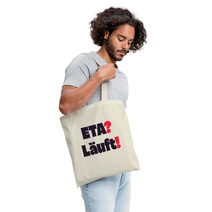 ETA? Läuft! Typo-Motiv Stoffbeutel, Farbe Natur, Model