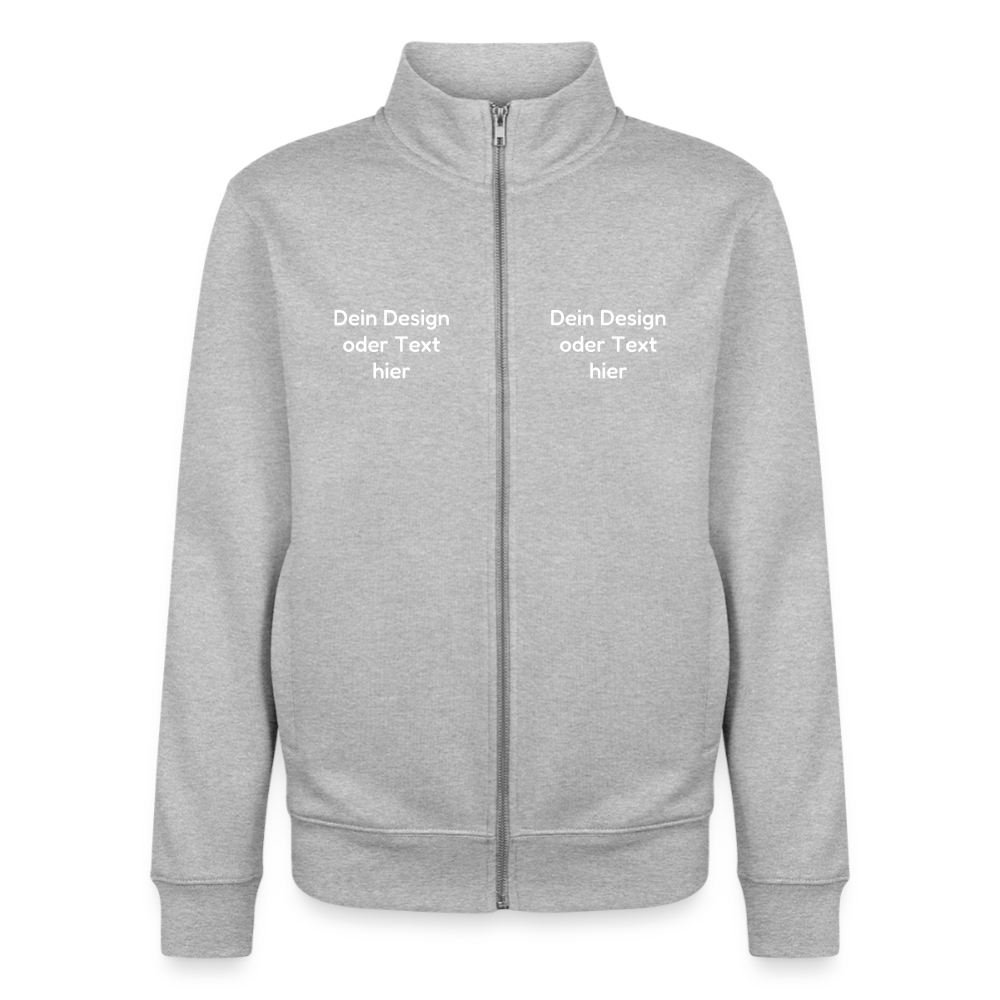 Pullover mit Zip-Kragen für Sie und Ihn (Unisex) - personalisierbare Vorder- und Rückseite - Grau meliert
