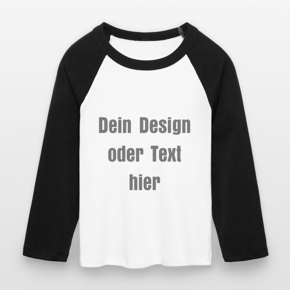 Frauen Cropped Baseball T-Shirt 3/4 Arm - personalisierbare Vorder- und Rückseite - Weiß/Schwarz