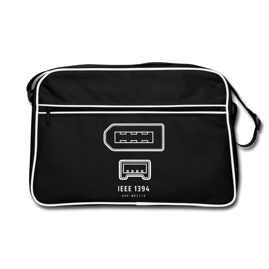"IEEE 1394, 400 Mbit/s" Motiv-Retro-Tasche, Farbe Schwarz/Weiß