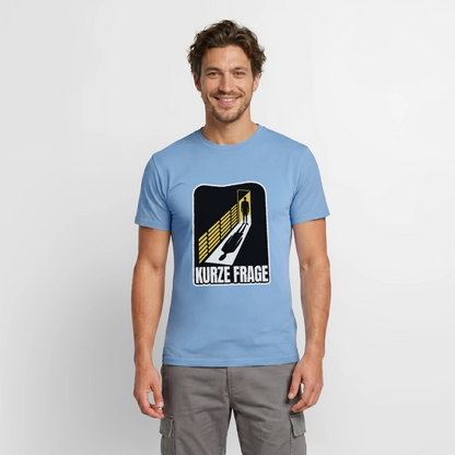 Kurze Frage. Film-noir-Motiv Motiv-T-Shirt für Männer, Farbe Carolina Blue, Model