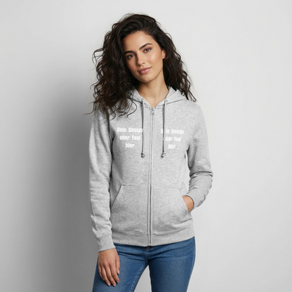 Unisex Kapuzenjacke - personalisierbare Vorder- und Rückseite - Hellgrau meliert