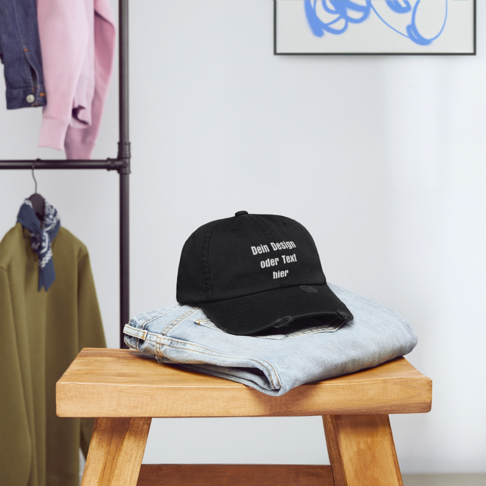 Low Profile Destroyed Cap - personalisierbar - Schwarz