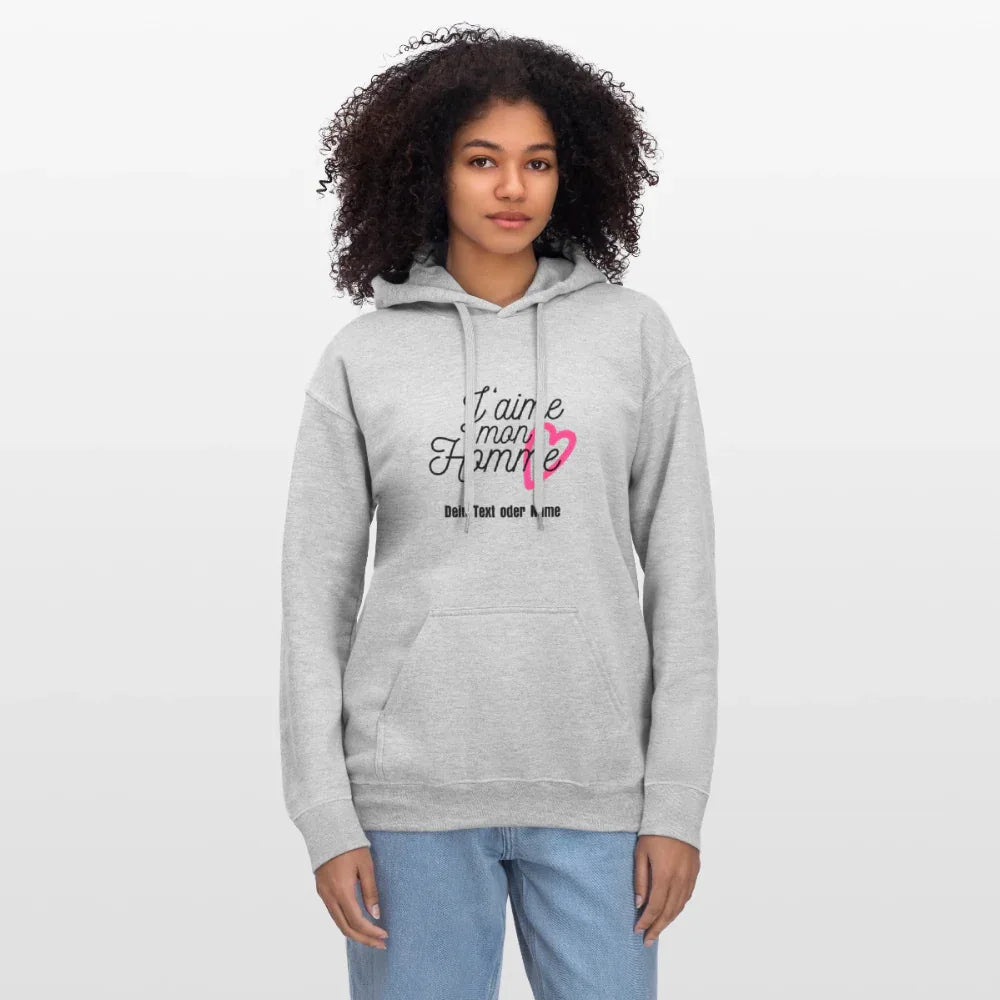 Kuschel-Hoodie "Valentine" für Frauen – personalisierbar & weich - Hellgrau meliert