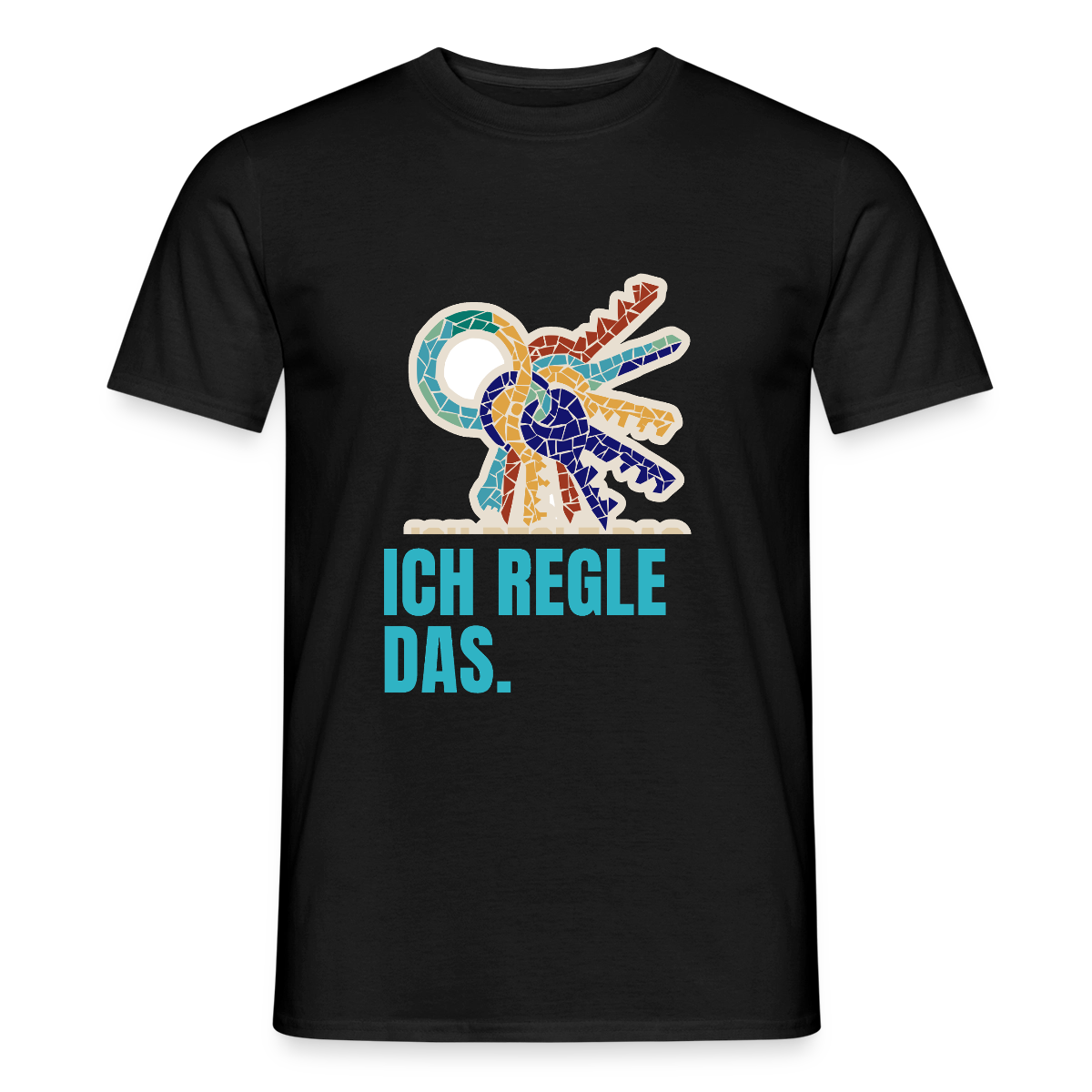 Ich regle das. Mosaik-Motiv Motiv-T-Shirt für Männer, Farbe Schwarz