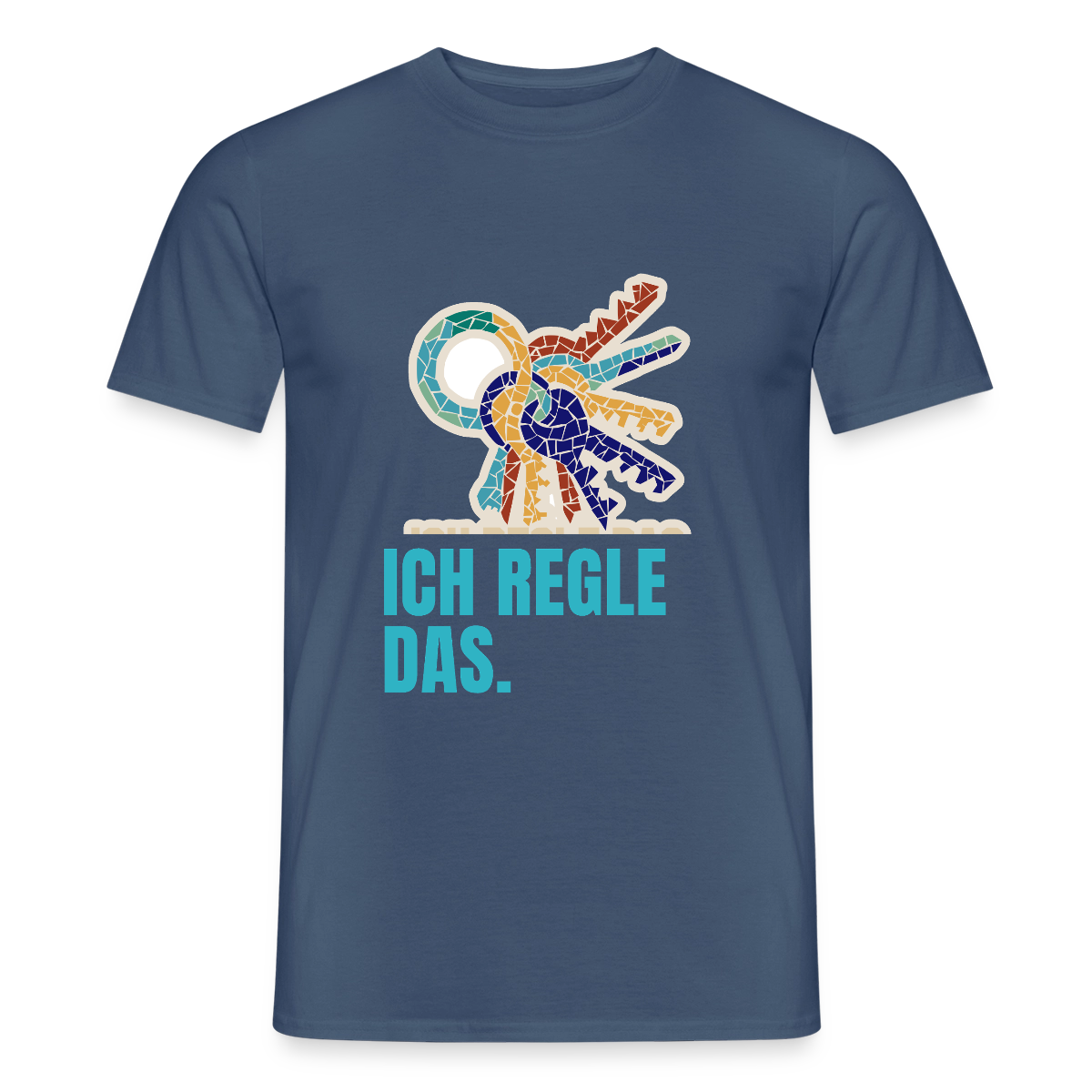 Ich regle das. Mosaik-Motiv Motiv-T-Shirt für Männer, Farbe Dunkles Denimblau