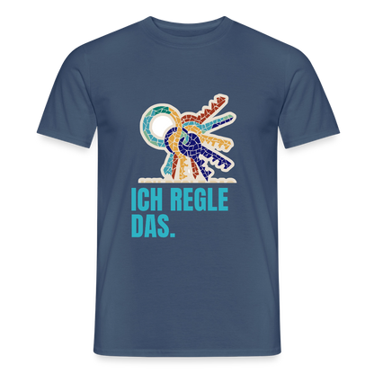 Ich regle das. Mosaik-Motiv Motiv-T-Shirt für Männer, Farbe Dunkles Denimblau