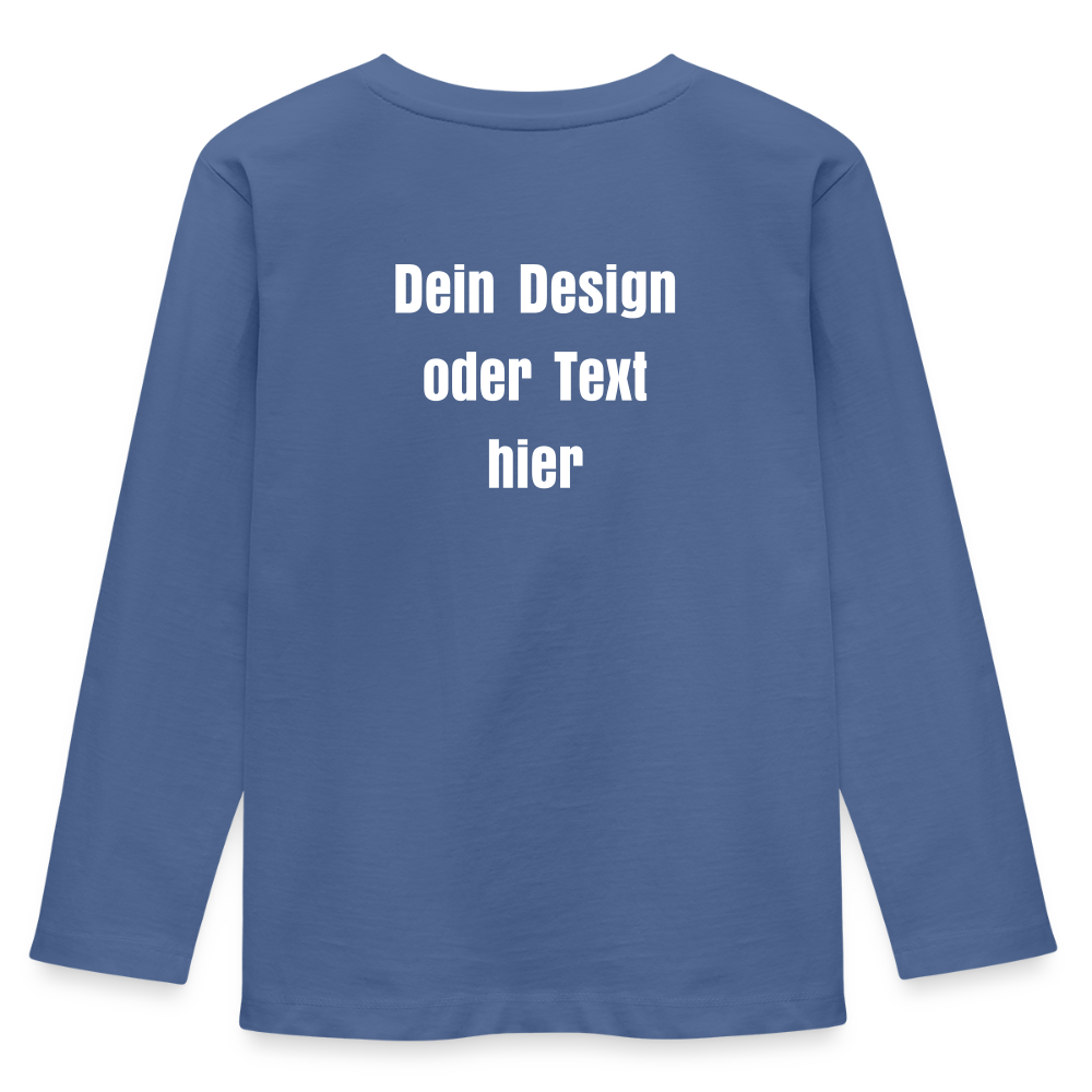 Kinder Premium Langarmshirt - personalisierbare Vorder- und Rückseite - Taubenblau