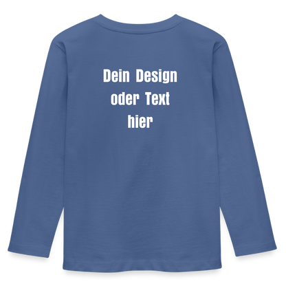 Kinder Premium Langarmshirt - personalisierbare Vorder- und Rückseite - Taubenblau
