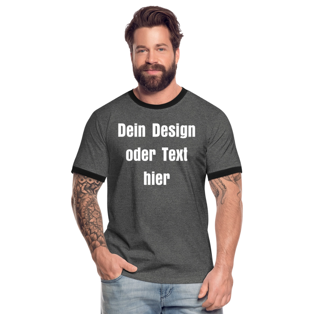 Männer Kontrast-T-Shirt - personalisierbare Vorder- und Rückseite - Anthrazit/Schwarz