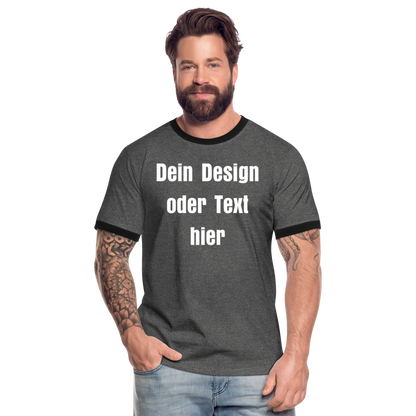 Männer Kontrast-T-Shirt - personalisierbare Vorder- und Rückseite - Anthrazit/Schwarz