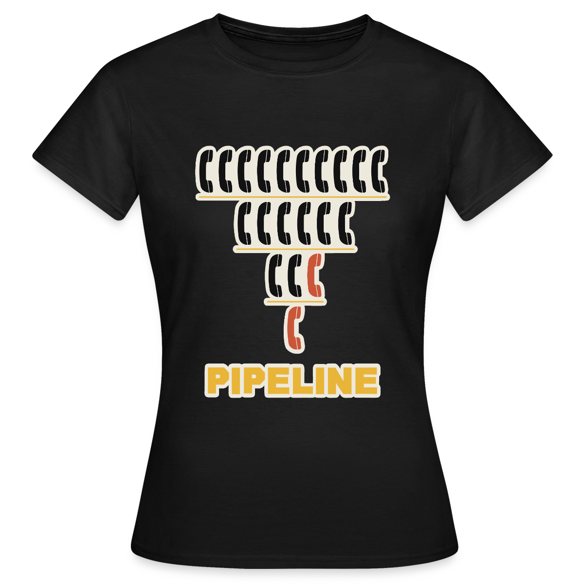 Pipeline. Isotype-Motiv Motiv-T-Shirt für Frauen, Farbe Schwarz
