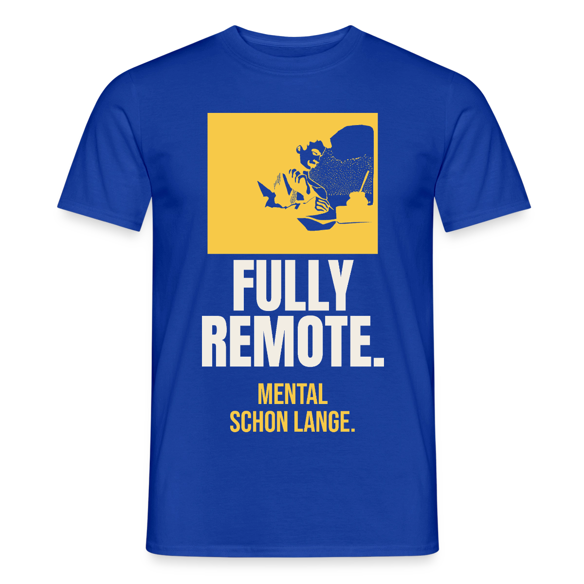 Fully remote Motiv-T-Shirt für Männer, Farbe Dunkelblau