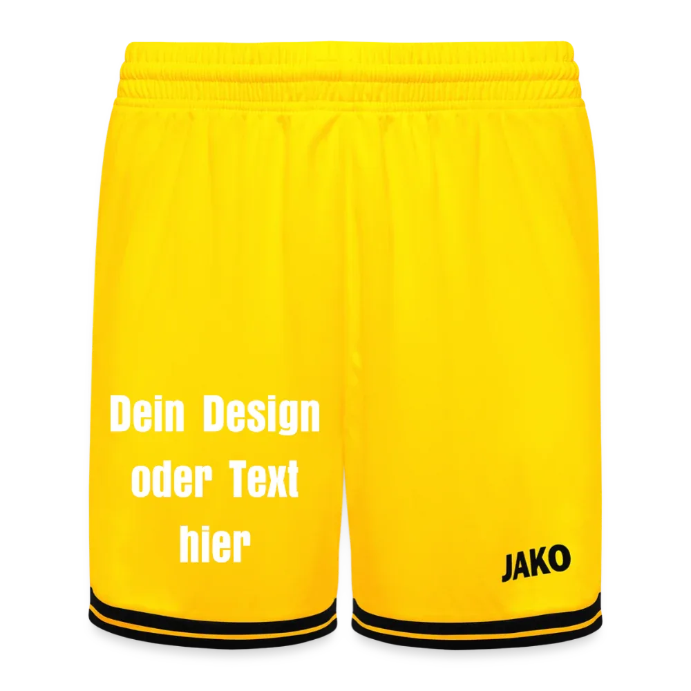 JAKO Kinder Basketball Short Center 2.0 - personalisierbar - Gelb/Schwarz