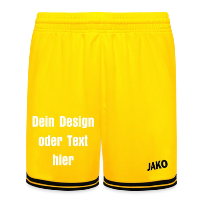 JAKO Kinder Basketball Short Center 2.0 - personalisierbar - Gelb/Schwarz