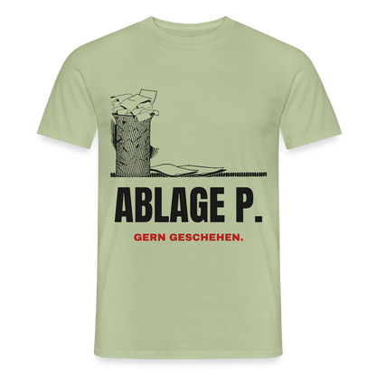 "Ablage P. Gern geschehen." Motiv-T-Shirt für Männer, Farbe Sage