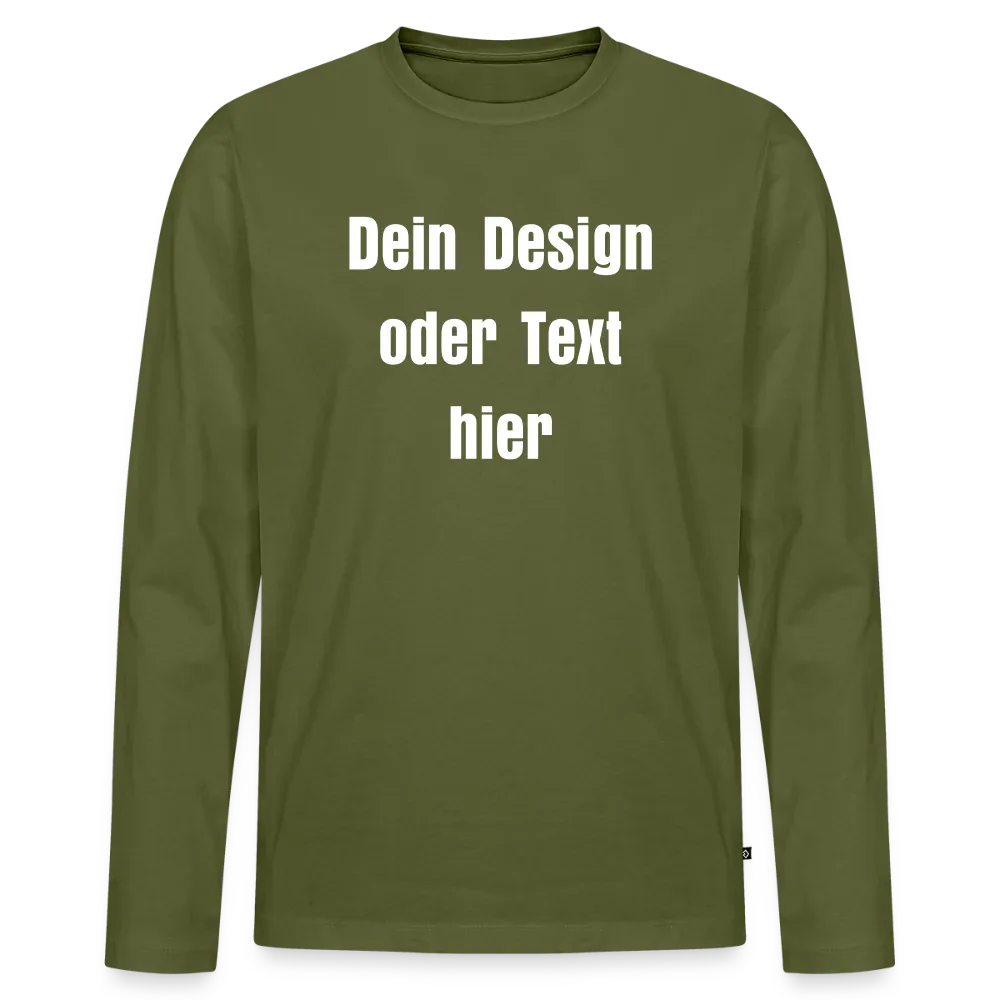 Männer Premium Bio Langarmshirt - personalisierbare Vorder- und Rückseite - Khaki