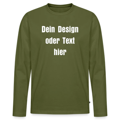 Männer Premium Bio Langarmshirt - personalisierbare Vorder- und Rückseite - Khaki