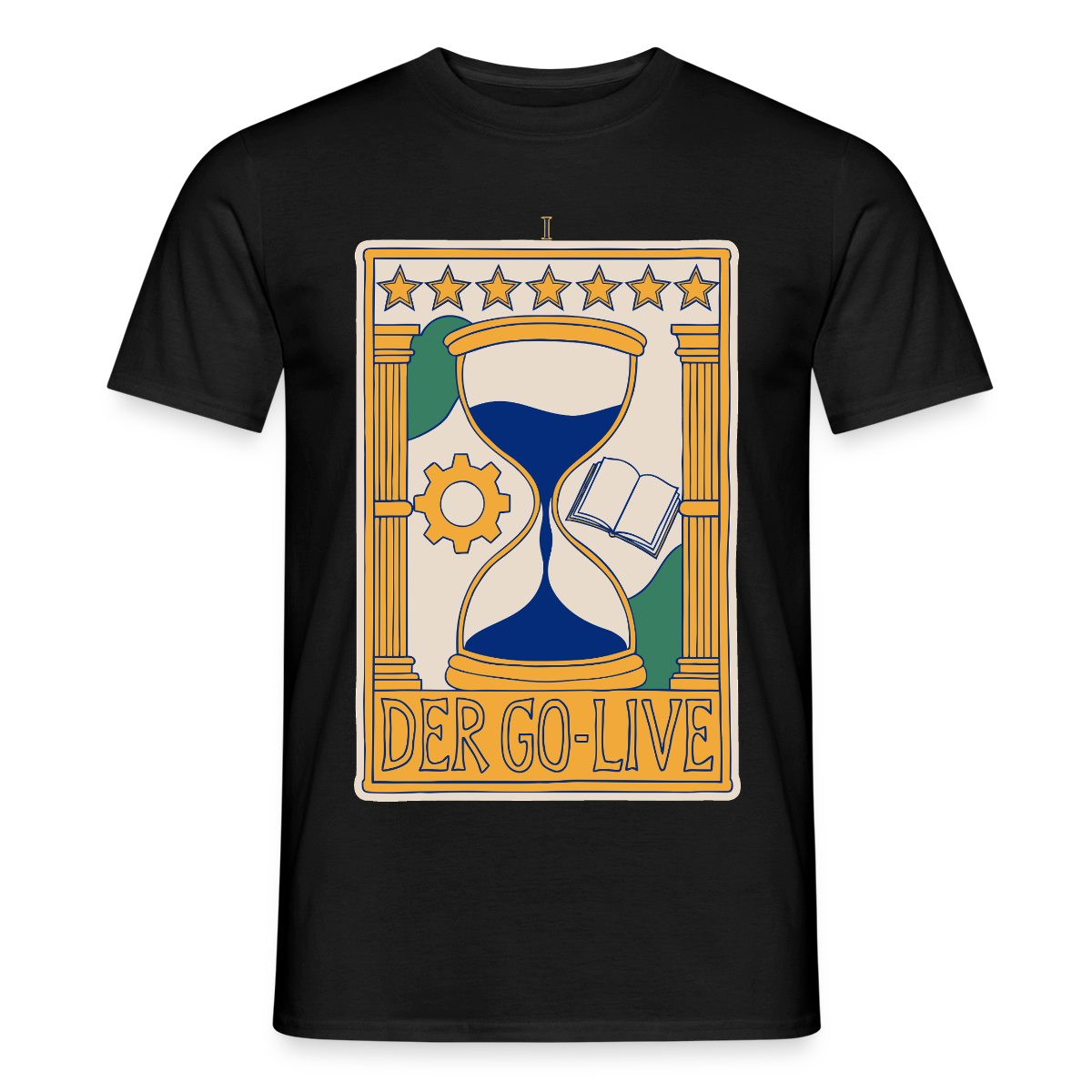 Der Go-Live. Tarot-Motiv Motiv-T-Shirt für Männer, Farbe Schwarz