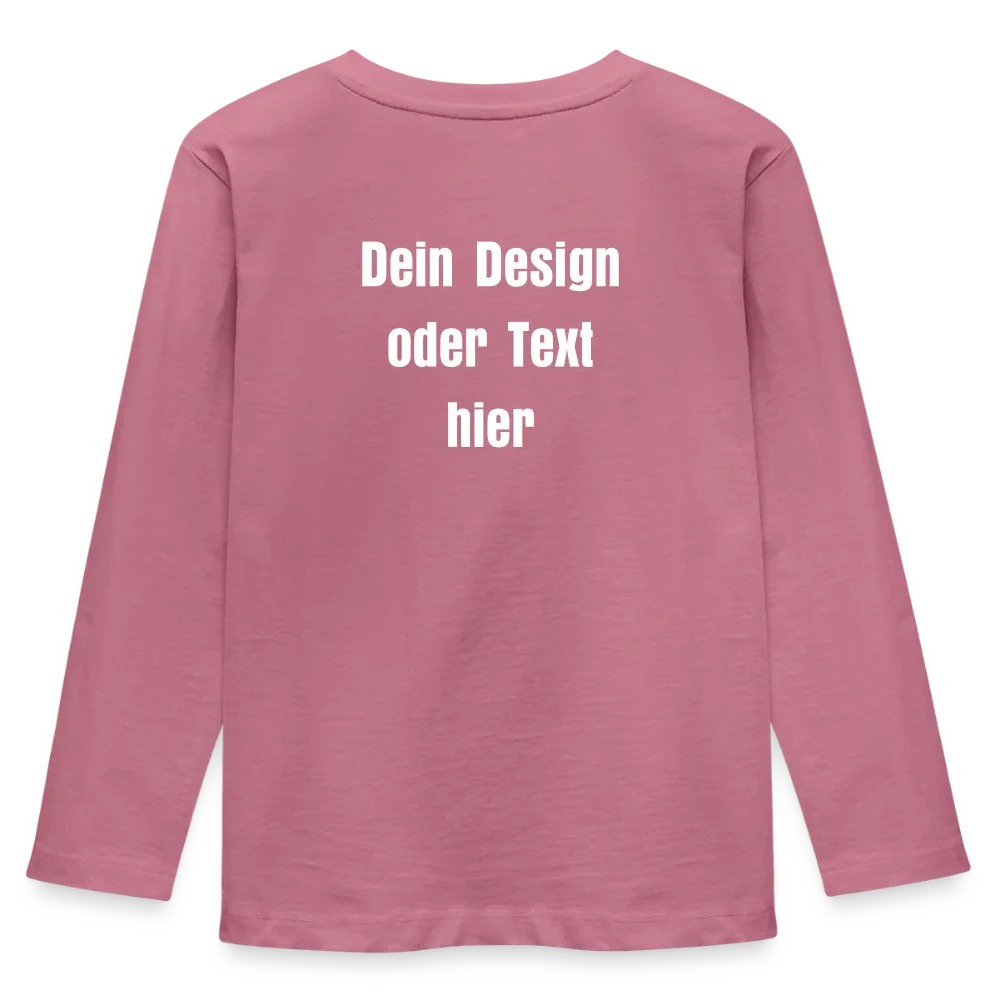 Kinder Premium Langarmshirt - personalisierbare Vorder- und Rückseite - Mauve