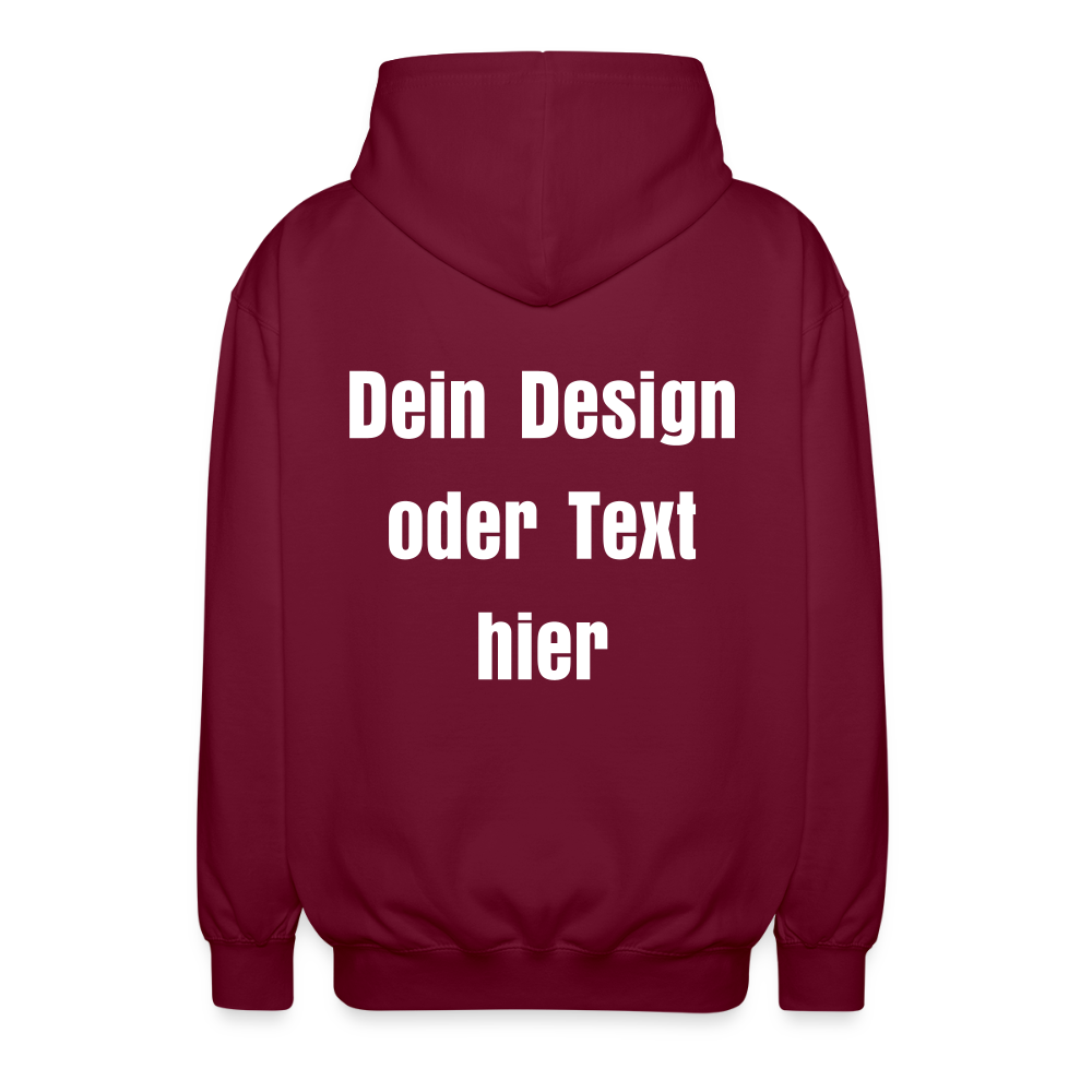 Unisex Kapuzenjacke - personalisierbare Vorder- und Rückseite - Bordeaux
