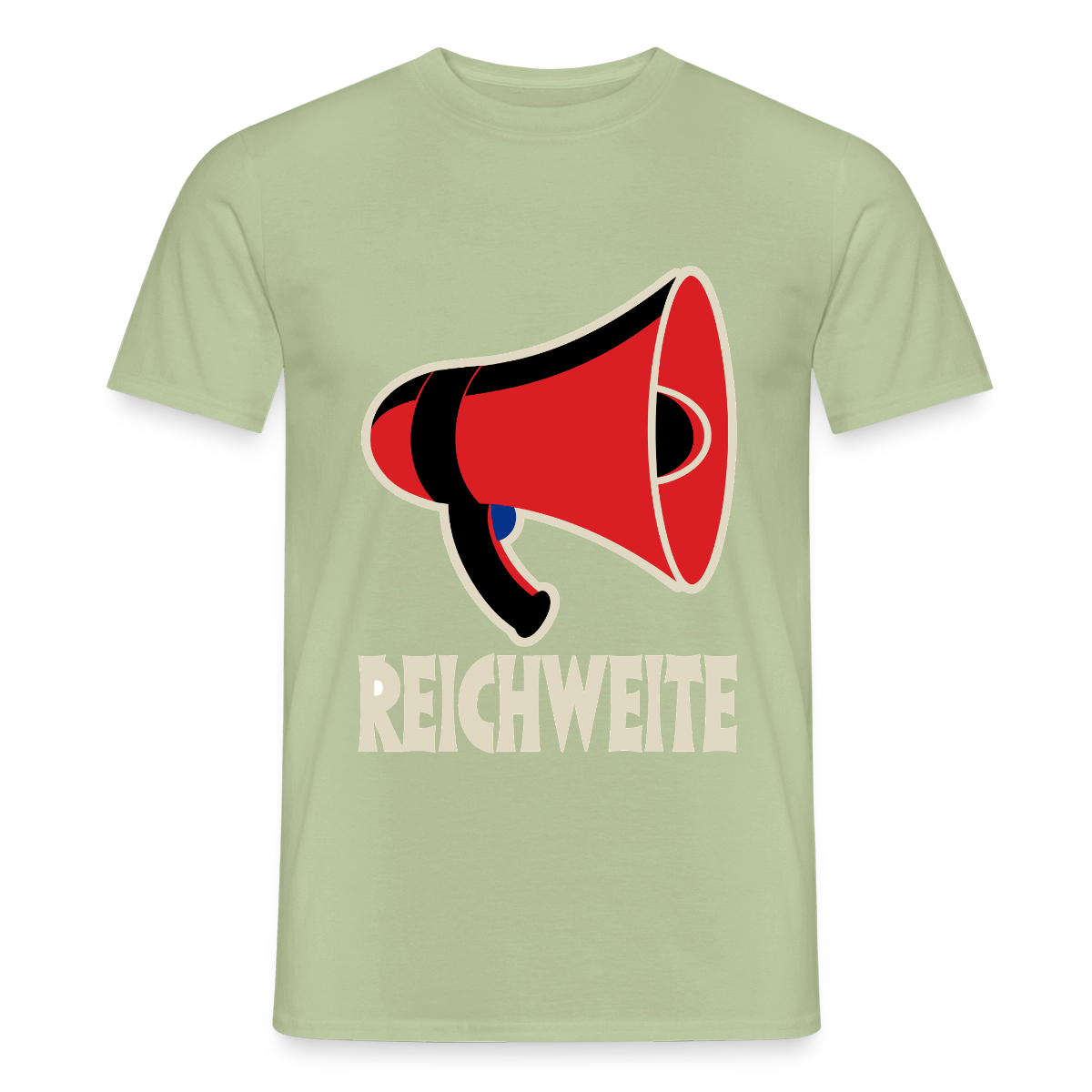 Reichweite. Sachplakat-Motiv Motiv-T-Shirt für Männer, Farbe Sage
