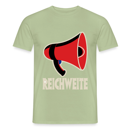 Reichweite. Sachplakat-Motiv Motiv-T-Shirt für Männer, Farbe Sage