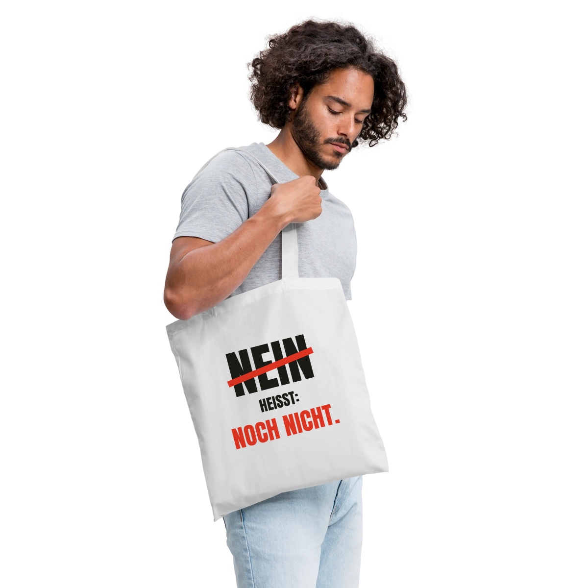 Nein heißt: noch nicht. Stoffbeutel, Farbe Weiß, Model