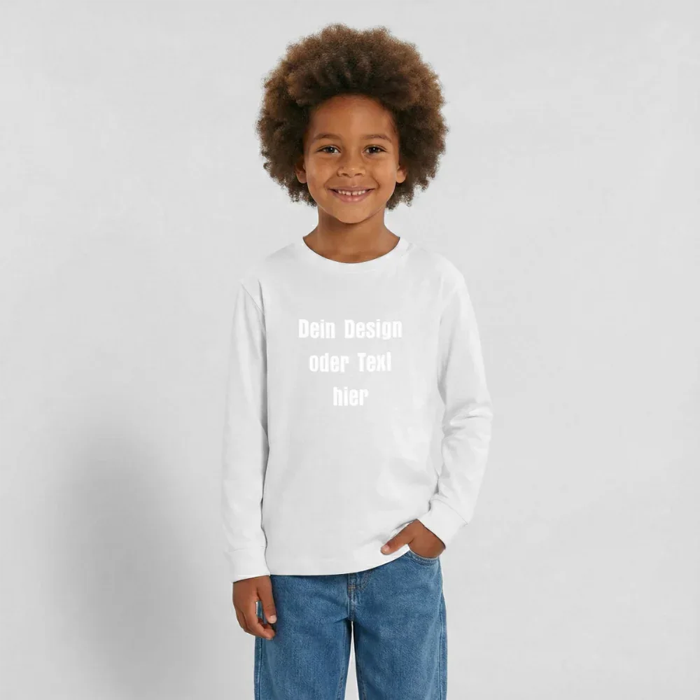 Teenager Premium Langarmshirt - personalisierbare Vorder- und Rückseite - Weiß