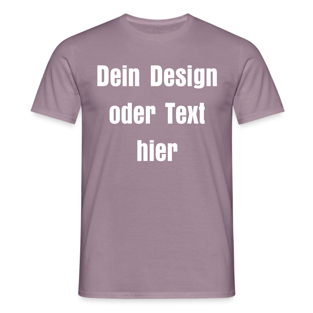 Männer T-Shirt - personalisierbare Vorder- und Rückseite - Lilagrau 