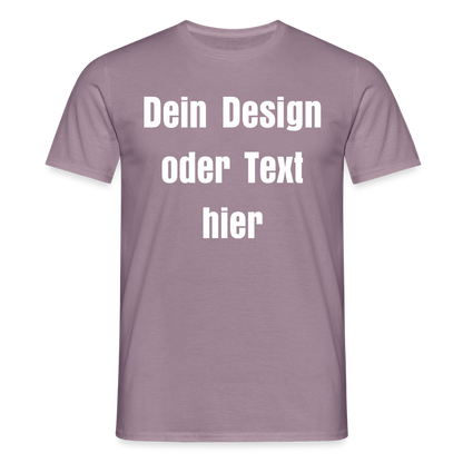 Männer T-Shirt - personalisierbare Vorder- und Rückseite - Lilagrau 