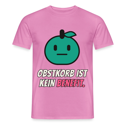 Obstkorb ist kein Benefit. Motiv-T-Shirt für Männer, Farbe Pink