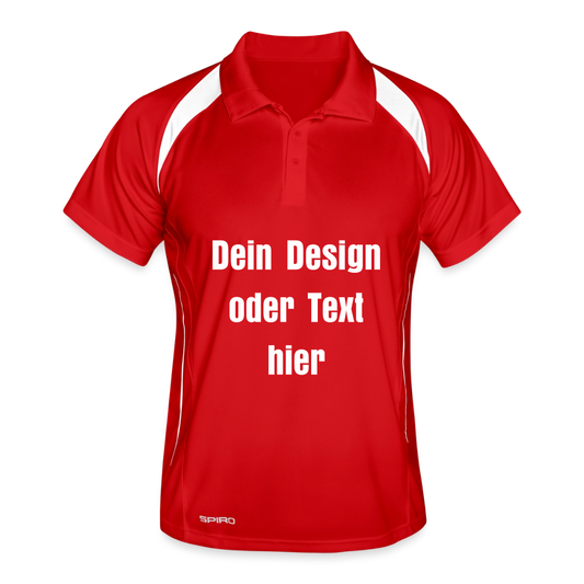 Männer Polo atmungsaktiv - personalisierbar - Rot/Weiß