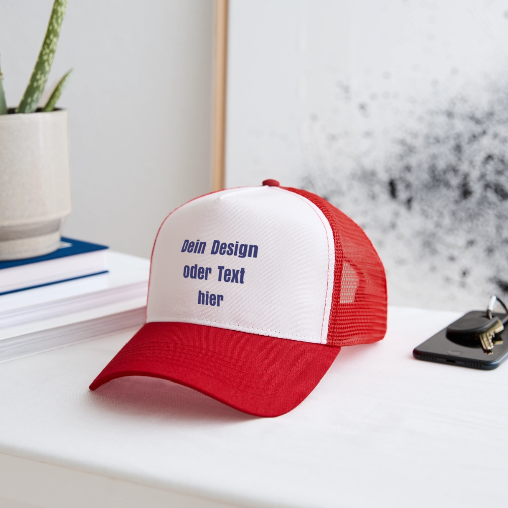 Trucker Cap - personalisierbar - Weiß/Rot