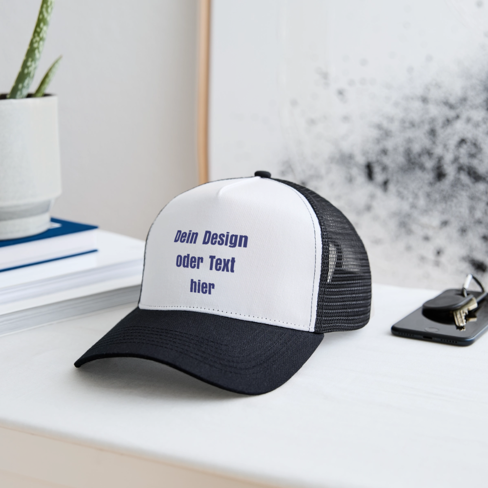 Trucker Cap - personalisierbar - Weiß/Schwarz