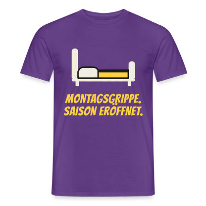 Montagsgrippe. Saison eröffnet. Motiv-T-Shirt für Männer, Farbe Lila