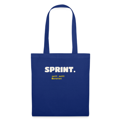 Sprint. Seit acht Monaten. Stoffbeutel, Farbe Royalblau