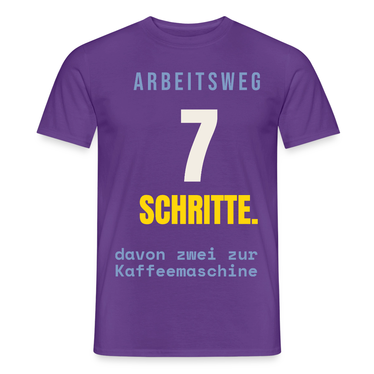 Arbeitsweg: sieben Schritte Motiv-T-Shirt für Männer, Farbe Lila