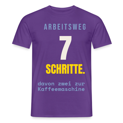 Arbeitsweg: sieben Schritte Motiv-T-Shirt für Männer, Farbe Lila