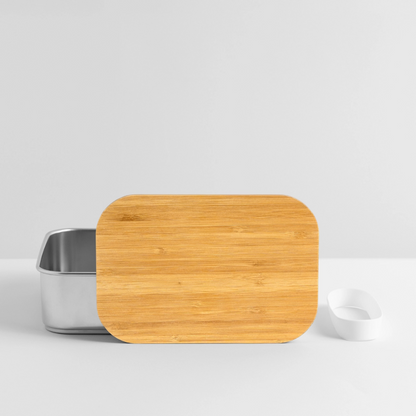 Lunch Box mit Bambusdeckel - personalisierbar - Silber
