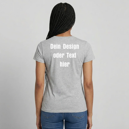 Frauen T-Shirt - personalisierbare Vorder- und Rückseite - Grau meliert