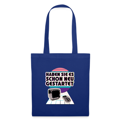 Haben Sie es schon neu gestartet? Vaporwave-Motiv Stoffbeutel, Farbe Royalblau