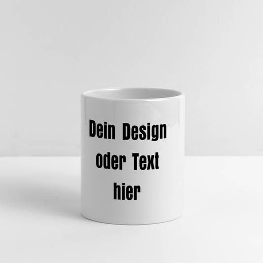 Keramiktasse Henkel in Herzform 300 ml - personalisierbar - Weiß