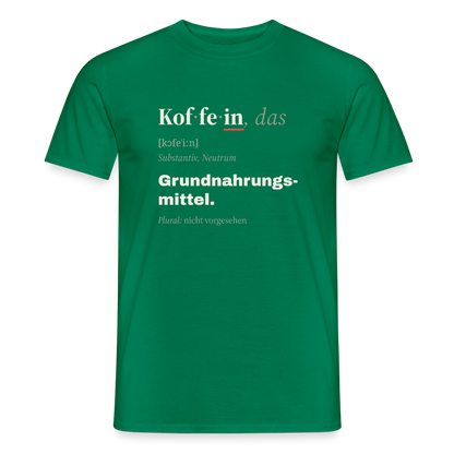 "Koffein, das: Grundnahrungsmittel." Motiv-T-Shirt für Männer, Farbe Kelly Green
