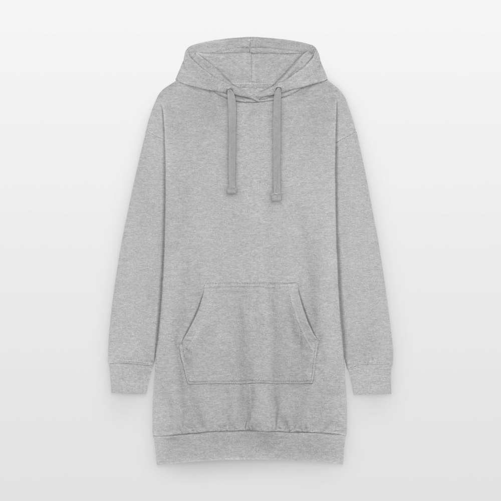 Hoodie-Kleid / Kapuzenpullover in Kleidlänge - personalisierbare Vorder- und Rückseite - Grau meliert