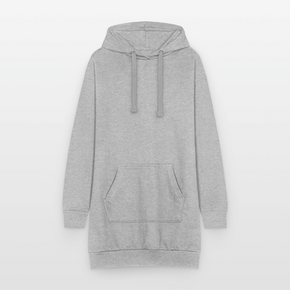 Hoodie-Kleid / Kapuzenpullover in Kleidlänge - personalisierbare Vorder- und Rückseite - Grau meliert