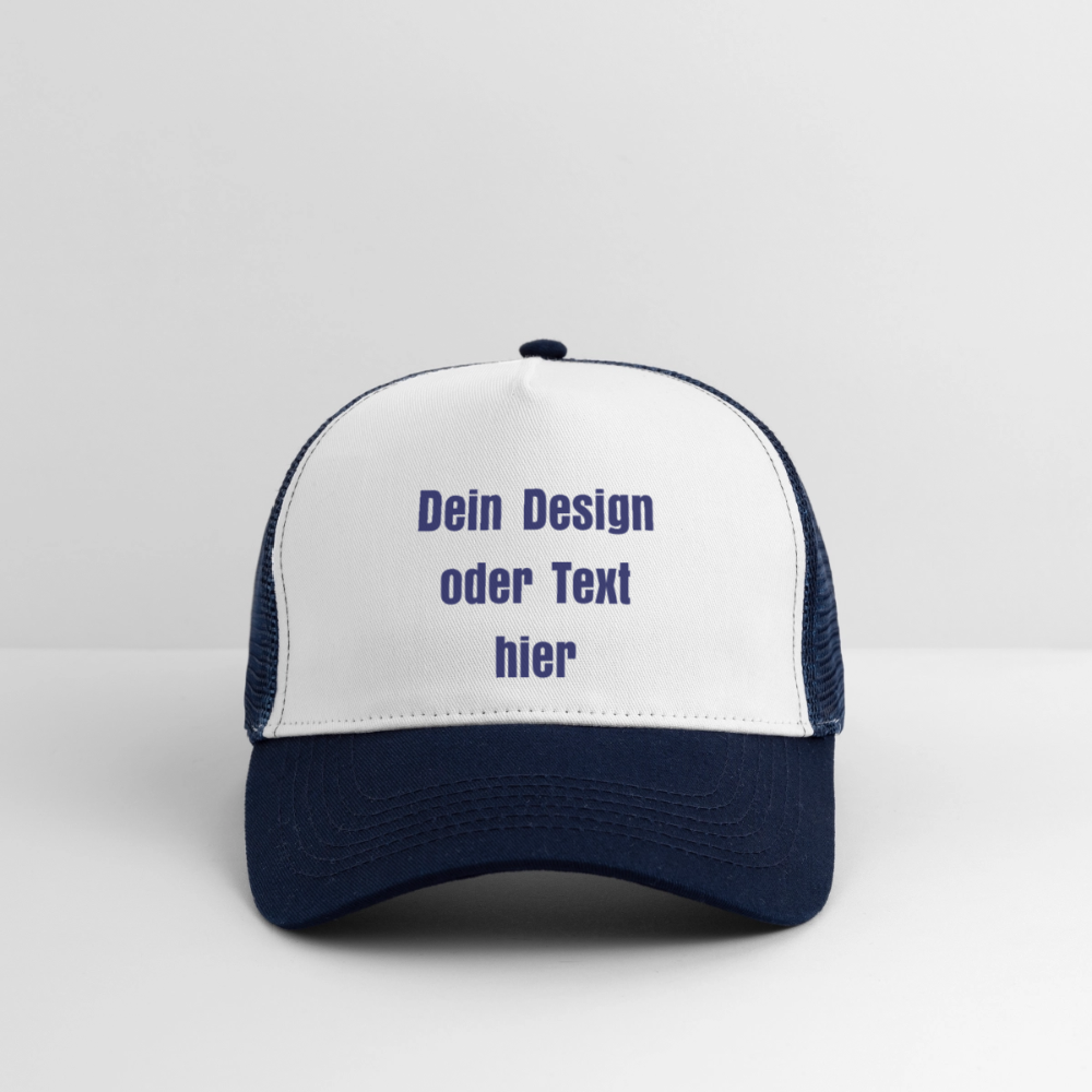 Trucker Cap - personalisierbar - Weiß/Navy