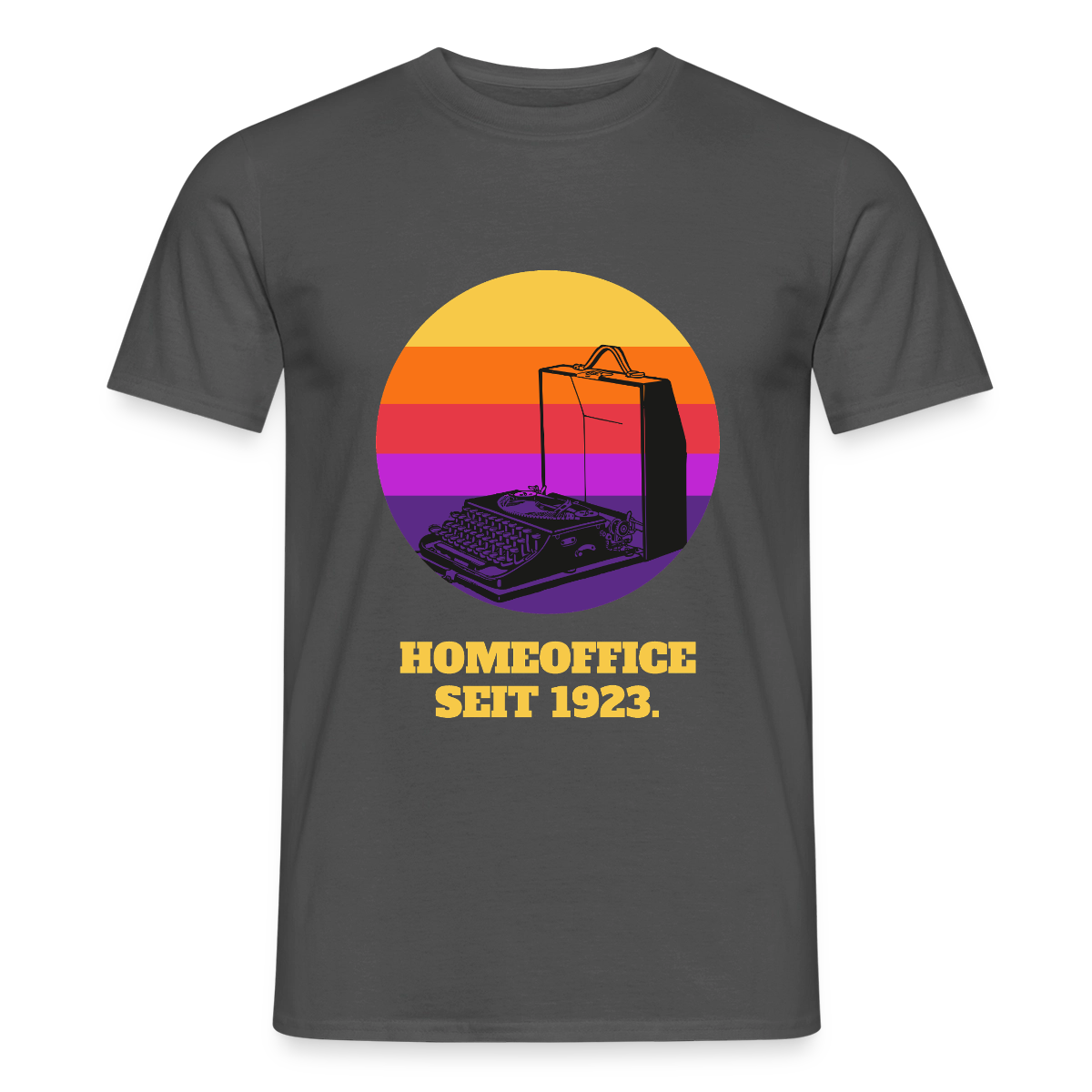 Homeoffice seit 1923 Motiv-T-Shirt für Männer, Farbe Anthrazit
