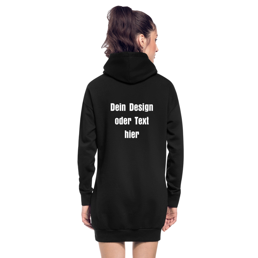 Hoodie-Kleid / Kapuzenpullover in Kleidlänge - personalisierbare Vorder- und Rückseite - Schwarz